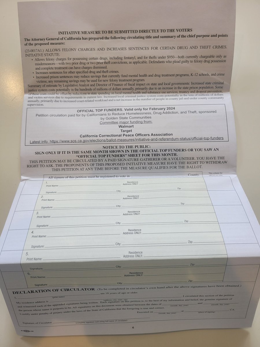 Twolfrecovery's tweet image. I got my petition to support the 'Homelessness, Drug Addiction, and Theft Reduction Act' that will amend Prop 47. My whole family (registered democrats) will be signing it today. 

Public safety is nonpartisan. @KevinKileyCA @jeffreisig