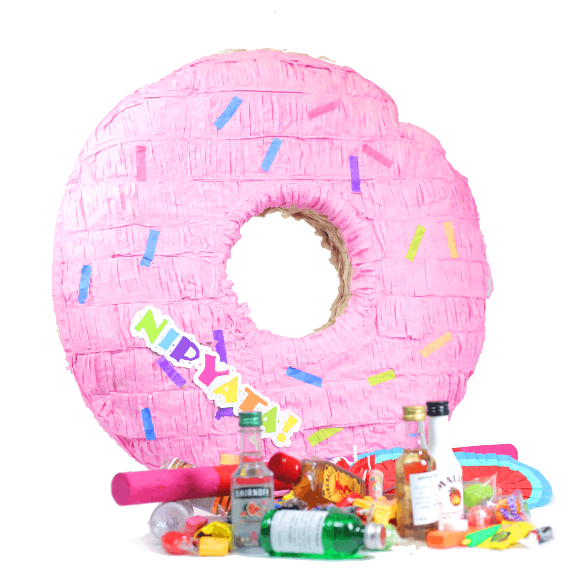 Nipyata's tweet photo. The Donut-Yata! It's back for your next boozy black out! Filled with mini plastic bottles of liquor and candies, it makes the perfect gift for your long lost drinking buddy... https://t.co/ViPvz1PCDP