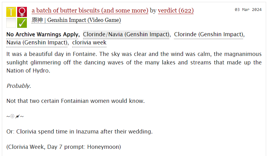 CloriviaRTs's tweet photo. Day 6: https://t.co/9gYIyTtiQn

Day 7: https://t.co/VYJFL29knR

My final two #CloriviaWeek fics are now up!! Much like Day 1’s fic, they’re both (mostly) canon compliant fluff! 😘 ENJOYYY (&amp; that’s a wrap!) https://t.co/8iJw2nDdnG