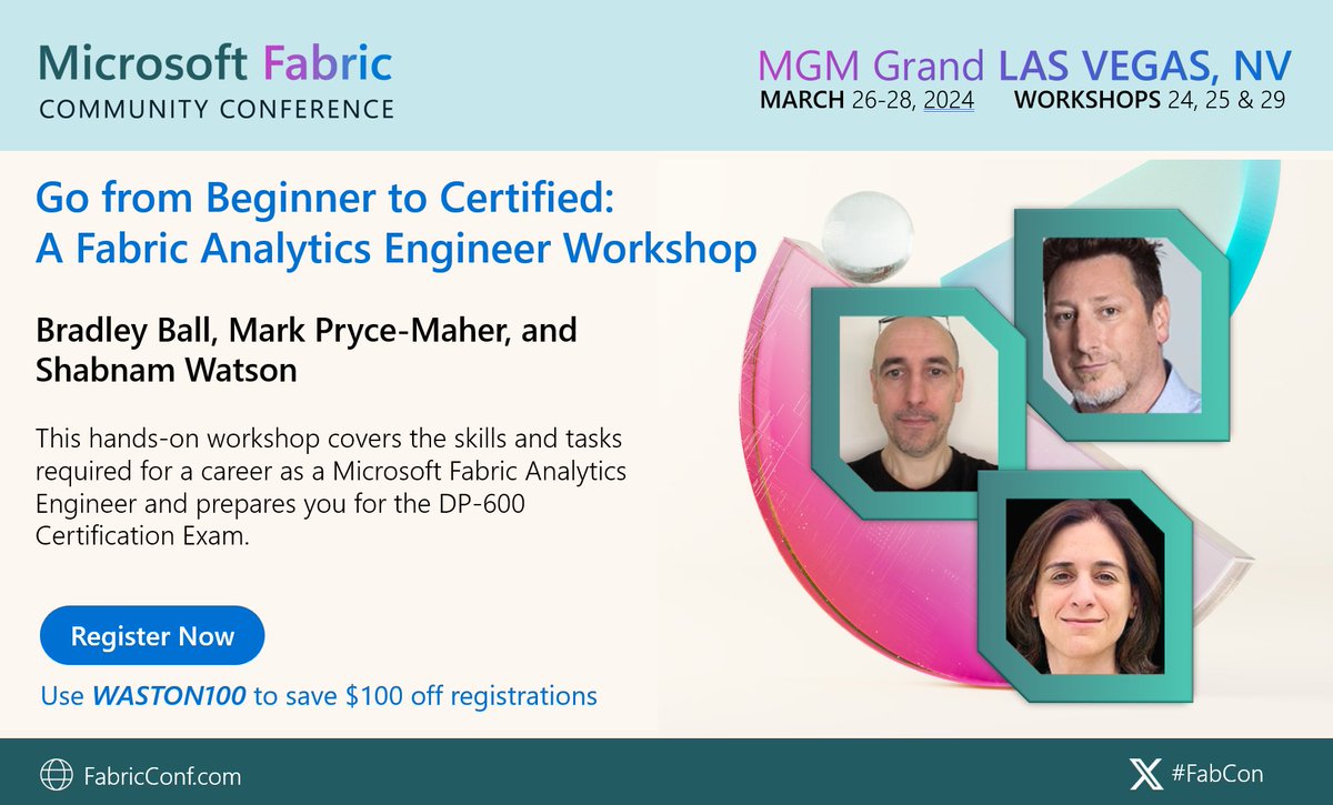 🌟 Attending the Microsoft Fabric Community Conference? 🚀 Elevate your learning with our Friday workshop! 💼 Practice what you've learned and gear up for the DP-600 certification exam! Limited spots available - reserve yours now! #MicrosoftFabric #DP600 #FabCon #HandsOnWorkshop