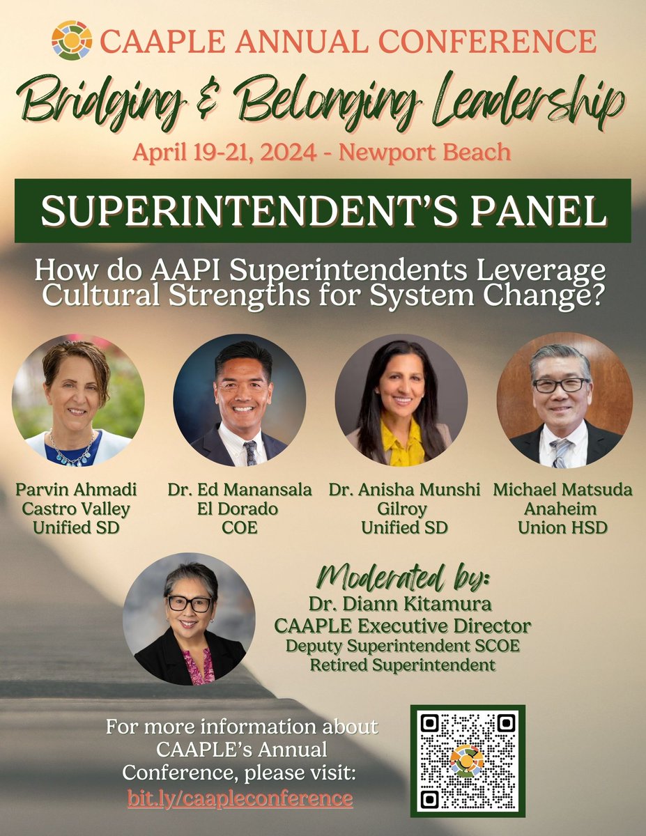 How do superintendents leverage cultural strengths for system change? Come learn from these phenomenal supts at the CAAPLE Annual Conference! Join us-It's not too late to register - bit.ly/caapleconferen…. #CAAPLEproud #alliance #advocacy #advancement #BridgingandBelonging