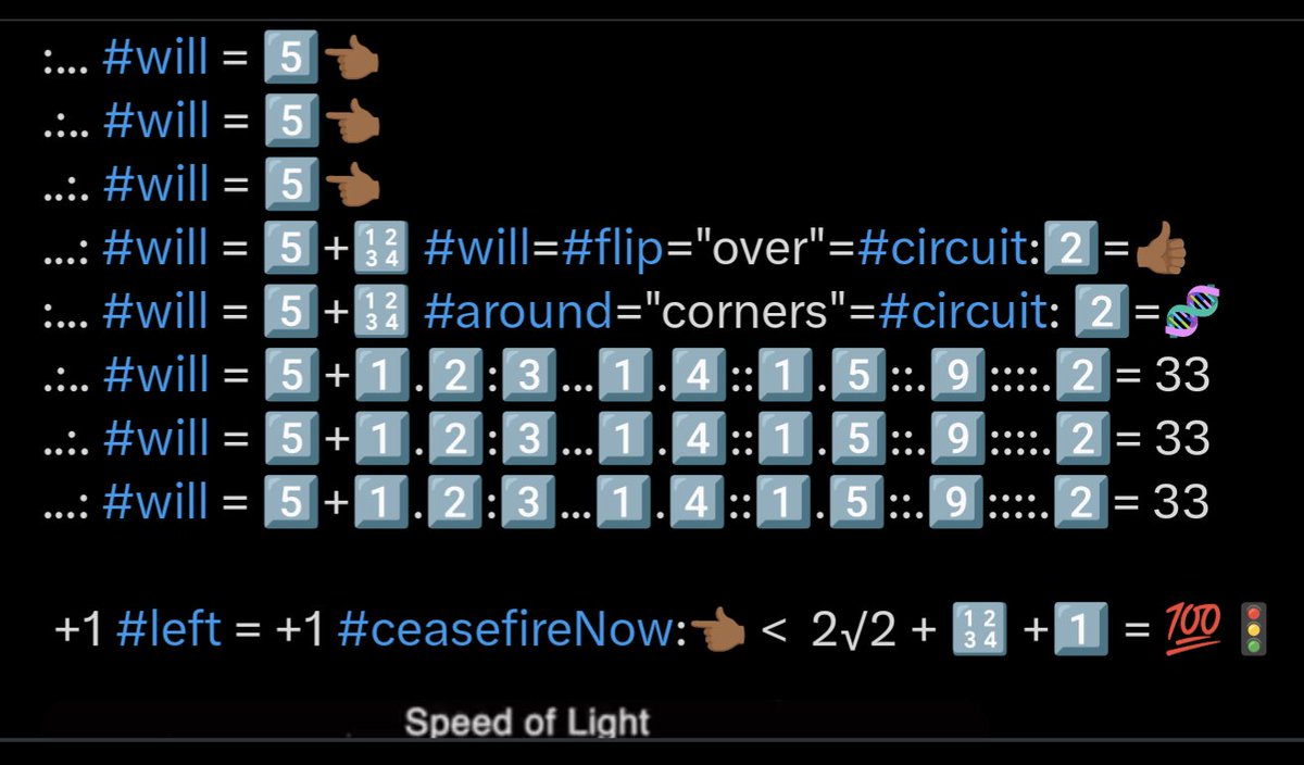 Precedent_Vice's tweet image. if "we" can count to one finger we can +1 #ceasefireNow, in favor of women with children, and al #originall posterity= #will 🧬✌🏾🔋💡🌗✂️🧬≠-1
