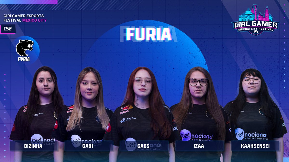 GIRLGAMER Esports Festival (@girlgamer) on Twitter photo From Brazil ๐ง๐ท, the mighty <a href="/FURIA/">FURIA</a>!
๐ฃ <a href="/bizinhafps/">bizinha; ๐ต</a>
๐ฃ <a href="/gabiifps/">Gabriela Maldonado</a>
๐ฃ <a href="/gabsfreindorfer/">Gabriela Freindorfer</a>
๐ฃ <a href="/izaa_galle/">Izaa</a>
๐ฃ <a href="/kaahtak/">Karina Takahashi</a>
#girlgamer #girlgamerMexico #girlgamerglobal From Brazil ๐ง๐ท, the mighty <a href="/FURIA/">FURIA</a>!
๐ฃ <a href="/bizinhafps/">bizinha; ๐ต</a>
๐ฃ <a href="/gabiifps/">Gabriela Maldonado</a>
๐ฃ <a href="/gabsfreindorfer/">Gabriela Freindorfer</a>
๐ฃ <a href="/izaa_galle/">Izaa</a>
๐ฃ <a href="/kaahtak/">Karina Takahashi</a>
#girlgamer #girlgamerMexico #girlgamerglobal