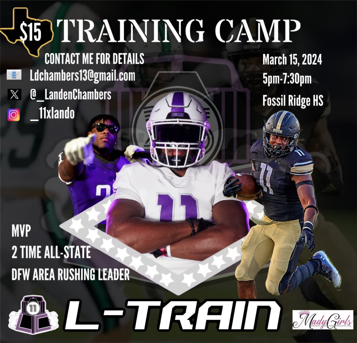 LETS WORK!!!! Excited to announce my first spring break training camp in Fort Worth, Texas! Training will be held at Fossil Ridge HS!!! Contact me for more details!!!