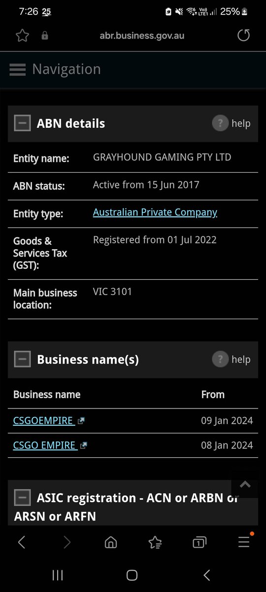 DeemsTree's tweet image. Randomly looking at grayhounds business registry entry &amp;amp; noticed they registered CSGO EMPIRE just under 2 months ago.... odd
