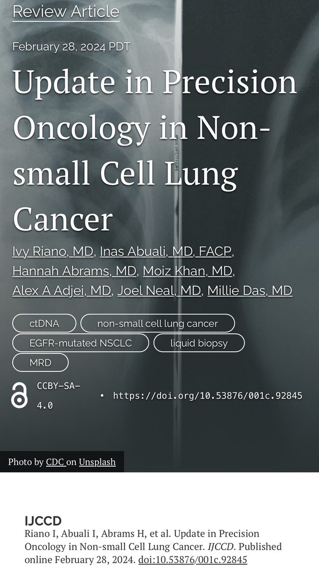 PUBLISHED: Proceedings of the 2023 Precision Oncology Summit, San Francisco, CA: NSCLC #lcsm @btfoundation @inas_md @HannahRAbrams @abdulmoiz92 @JoelNealMD @DasMillie11 journal.binayfoundation.org/article/92845-…