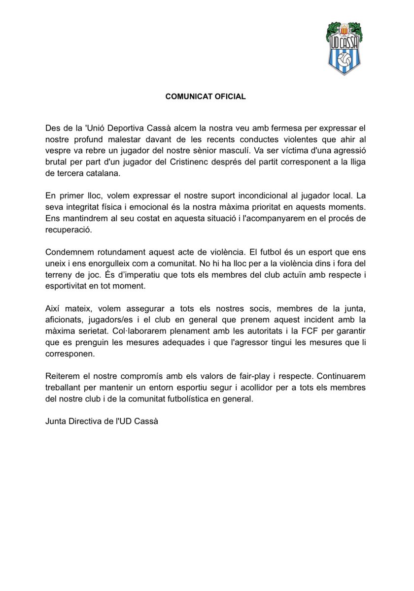COMUNICAT OFICIAL 🔵⚪️