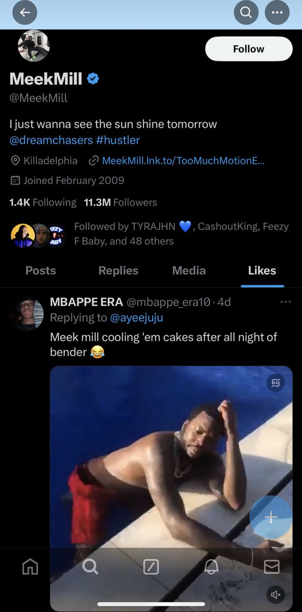 Hold on…. this nigga <a href="/MeekMill/">MeekMill</a> liked the tweet of ppl callin em out being gay….Damn meek…