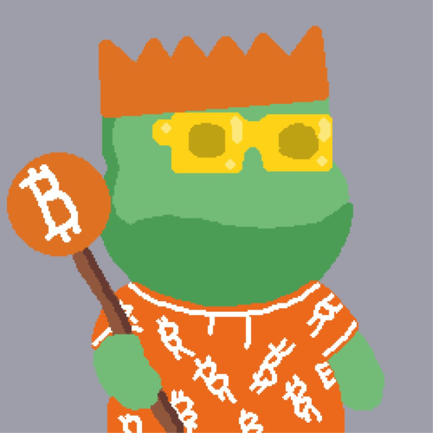 Who wants mint this one? 
a unique frog puppet  
2 Bitcoin traits+ crown - Rarity: Legendary  

Do you like it?