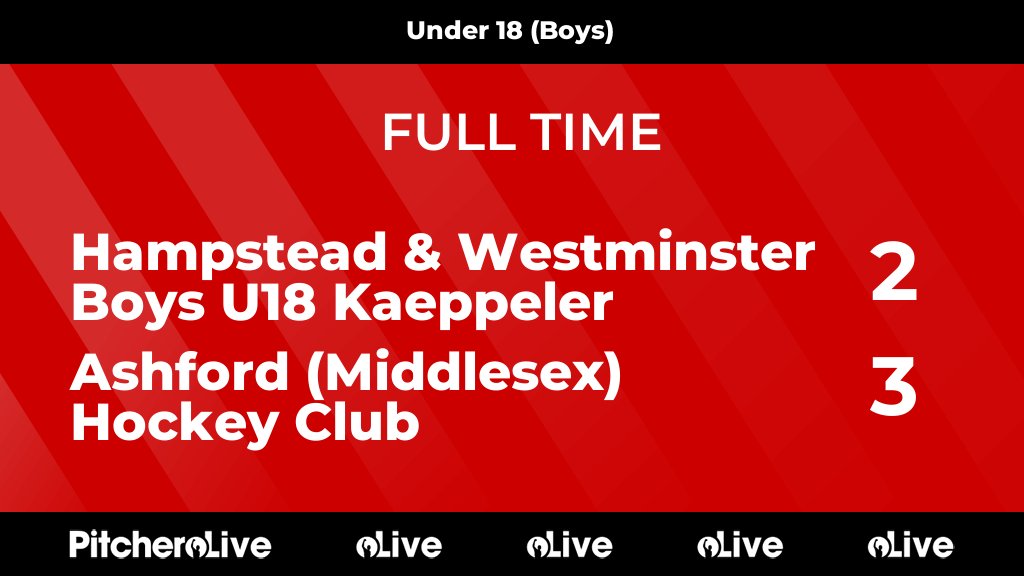 FULL TIME: Hampstead & Westminster Boys U18 Kaeppeler 2 - 3 Ashford (Middlesex) Hockey Club #HAMASH #Pitchero ashfordhockeyclub.co.uk/teams/151055/m…