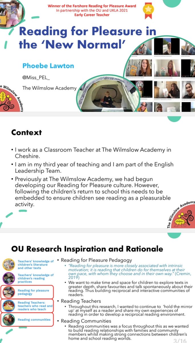 There are so many inspiring #ReadingForPleasure examples of practice on the @OpenUni_RfP website. I've just read this one from @Phoebe_Lawton_ which is absolutely superb. The children in her class are on a truly exciting reading journey. Do take a look. ourfp.org/eop/reading-fo…