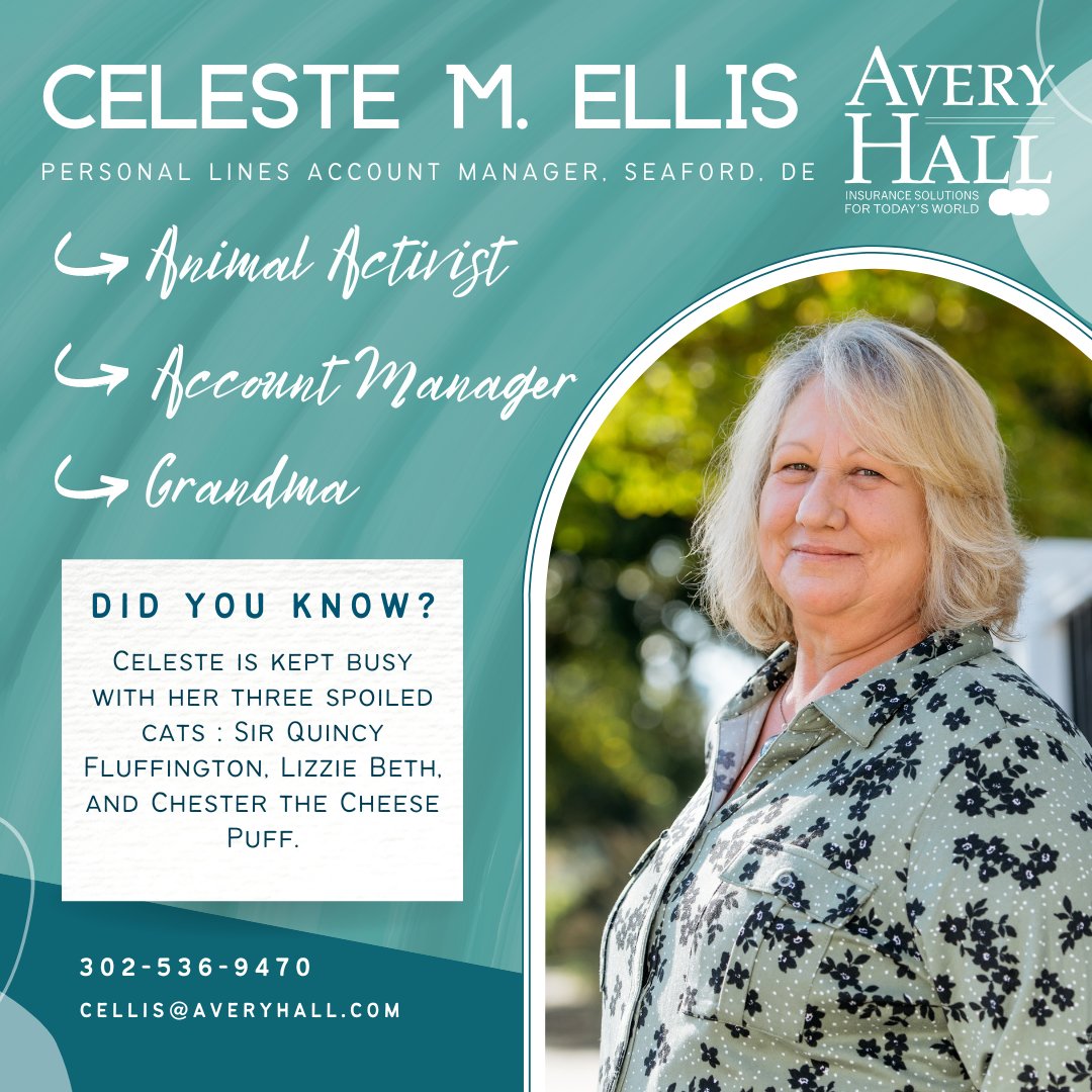 Meet Celeste Ellis, account manager in our personal lines department in our Seaford office! Contact Celeste for all your personal insurance needs by calling her at 302-536-9470  #meetourteam #callus #animalactivist