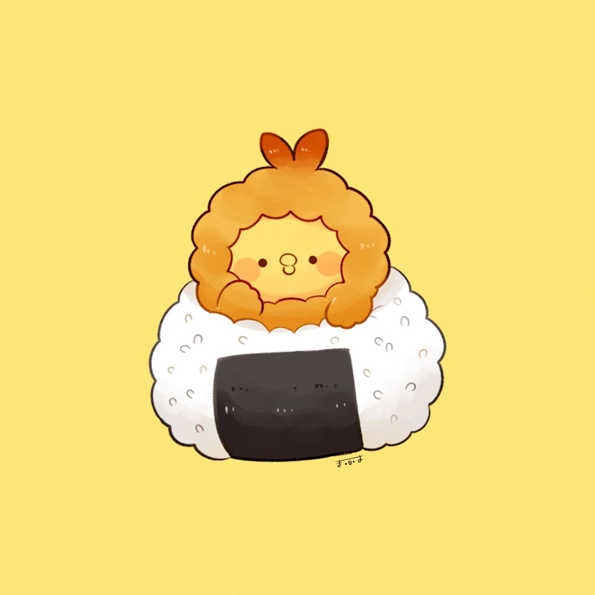 food rice onigiri no humans simple background signature yellow background  illustration images