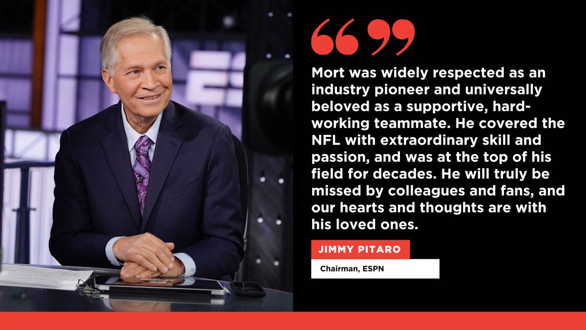 ESPN is very sorry to have to share this devastating news. Award-winning journalist Chris Mortensen passed away this morning at the age of 72.