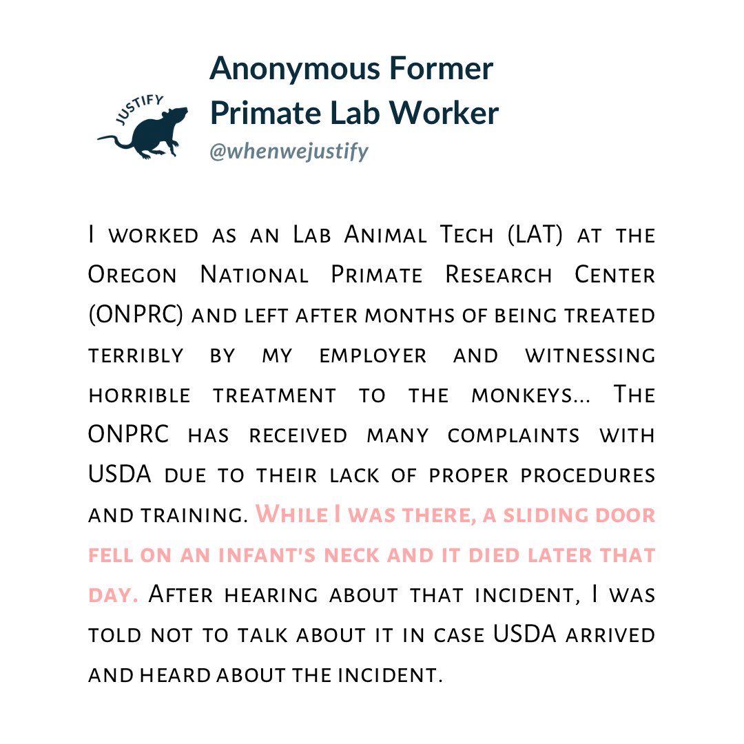 A former lab animal tech from @OHSUNews Oregon National Primate Research Center recently shared about their experience working in the primate lab. #animalresearch #animalscience #animalcare