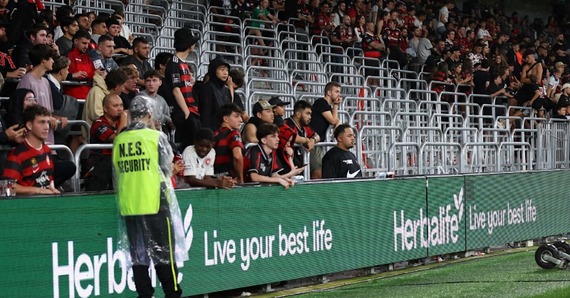 Mike_Tuckerman's tweet photo. "The problem seems to arise because some Australian police cannot seem to stomach the sight of a large, well-organised group of fans chanting in unison," via @TheRoarSports #SydneyDerby #WSW #ALM