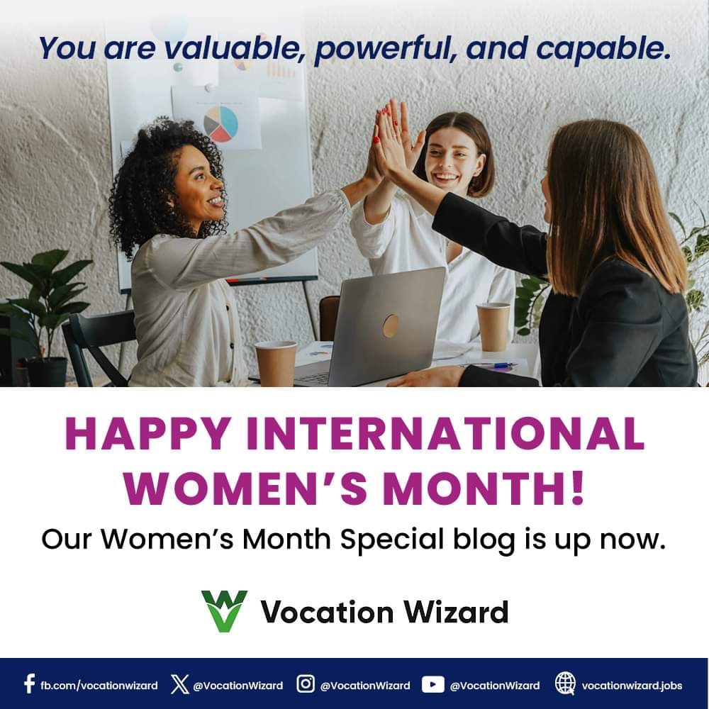 This March, we’re celebrating all the WOMEN of the WORLD! Remember, YOU are amazing.🙌 Happy International Women’s Month! A greeting from Vocation Wizard.✨ Check out our Women’s Month Special blog below:⤵️ vocationwizard.jobs/blog-post/55/C… #WomensMonth #JobSearch #JobOpportunities