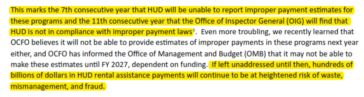 <a href="/HUDOIG/">HUD Office of Inspector General</a> letter to <a href="/DepSecTodman/">The Honorable Adrianne Todman</a> of <a href="/HUDgov/">Department of Housing and Urban Development</a>: "Action is Needed from HUD Leadership to Resolve Systemic Challenges with Improper Payments."

hudoig.gov/sites/default/…