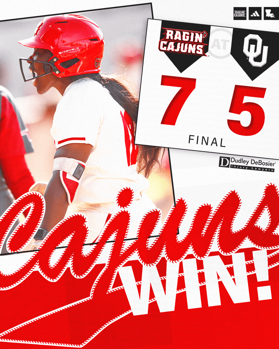 📌 FINAL (at No. 1 Oklahoma) 𝗗𝗢𝗪𝗡 𝗚𝗢𝗘𝗦 𝗡𝗢. 𝟭 (and the streak). 😤 📊 ragncaj.co/sbou0303 #GeauxCajuns | @DudleyDeBosier