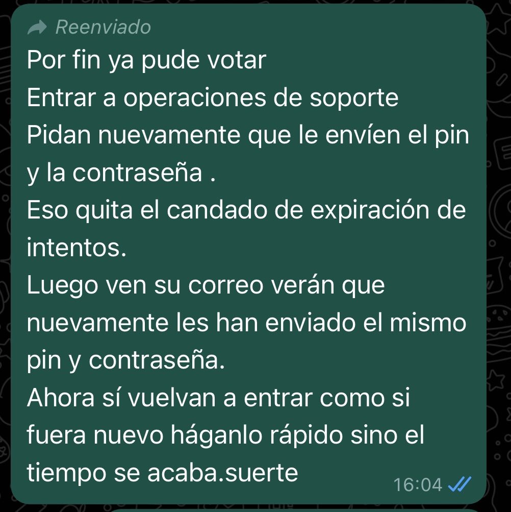 technopatas's tweet image. Para quienes están teniendo problemas para votar en las elecciones del @CMP_PERU, nos informan que este método está funcionando para reactivar el PIN y/o superar el candado de expiración de intentos o por tiempo excedido.

#ColegioMédico @ONPE_oficial