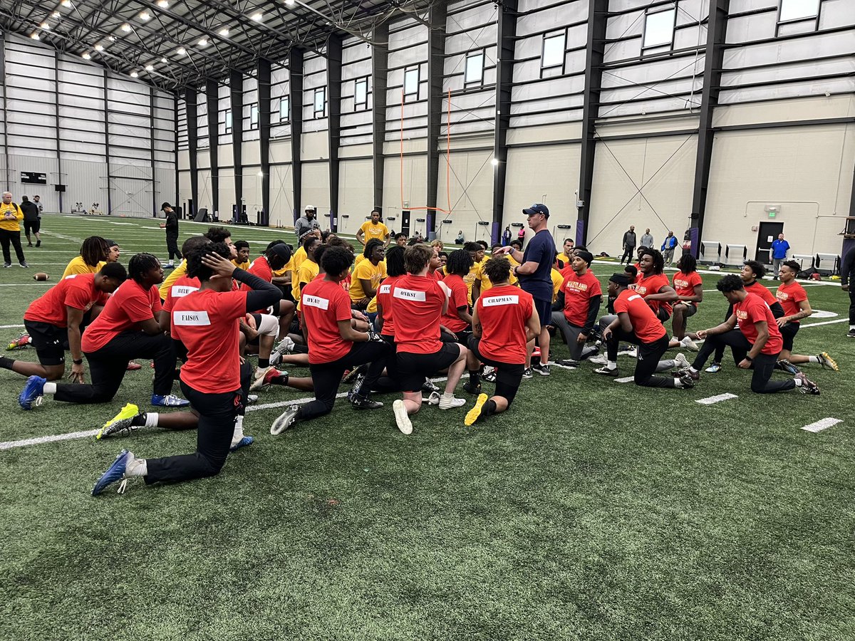 Awesome time today as we tried out 100+ players for the @Big33MD at the @Ravens complex. Huge shout out to our @Big33MD staff, the coaches who helped from across the state and to the players that attended.