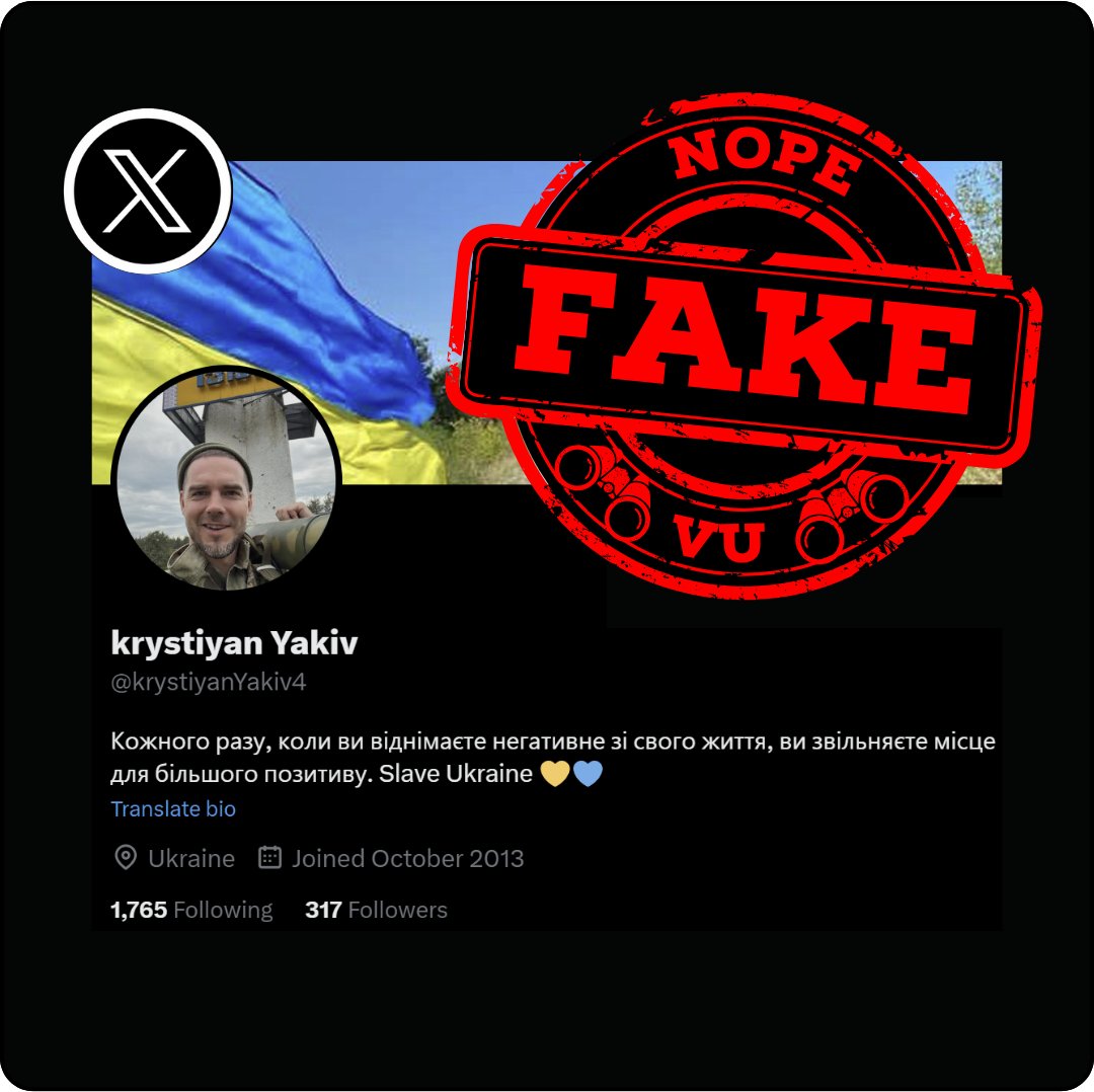 #vu #scamalert ❌ FAKE SOLDIER: krystiyan Yakiv aka krystiyanYakiv4 x.com/krystiyanYakiv4 ID link: x.com/intent/user?us… ID: 1964755484 ⚠️IMPERSONATES A ✅REAL UKRAINIAN SOLDIER ⚠️whom we don’t have consent to mention ⚠️any concerns? ask @vu_intl and stay safe! R&B!!…