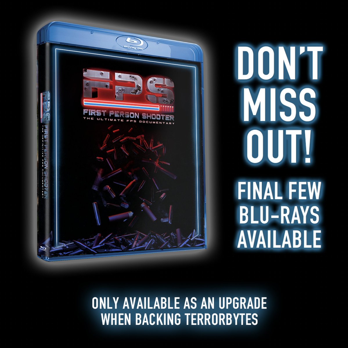 Only a few Blu-Ray copies of 'FPS: First Person Shooter' remain! ‼️ You can pick one up as an optional upgrade when pre-ordering: TerrorBytes: The Evolution of Horror Gaming. @terrorbytesdoc Visit TerrorBytesdoc.com or see 🔗 in our bio 🔥🎬 #collectorsitem #bluray #fps