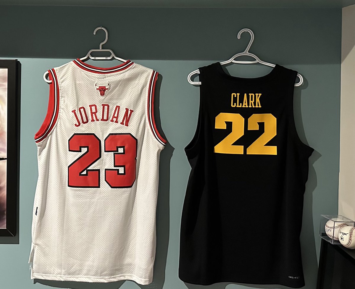 Brian Hutton (@coach_hutton) on Twitter photo Seems fitting that today I show off my newest addition to the sports room! Not just any jersey can go next to MJ!! <a href="/CaitlinClark22/">Caitlin Clark</a> - congratulations!! Seems fitting that today I show off my newest addition to the sports room! Not just any jersey can go next to MJ!! <a href="/CaitlinClark22/">Caitlin Clark</a> - congratulations!!