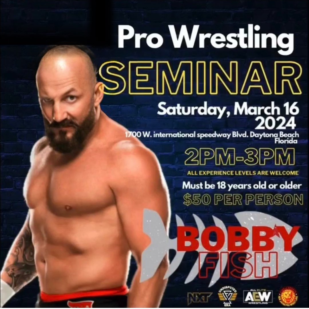 Saturday March 16th | Dayton Beach, FL #TheProfessor continues his Coaching Tour 2024. Stop 4 - @RiotpwOfficial VIP access and Title Match vs.@TheChicoAdams to follow. All Things #FishinDaytona 👇🏻👇🏻👇🏻 tickets. eventbrite.com/e/riot-pro-wre…