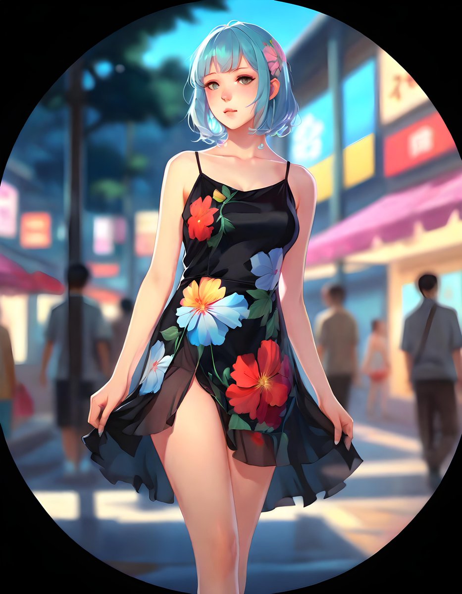 Floral Split Anime Dress #anime #AnimeArt #floral #floralart #floraldress #animegirl #dress #fashion #ai #digitalart #art #artificialintelligence #generativeai #machinelearning #aiart #aiartwork