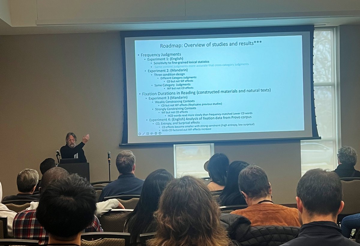 Michael Tanenhaus presented his work on language processing titled “A context constructivist account of contextual diversity and word frequency”