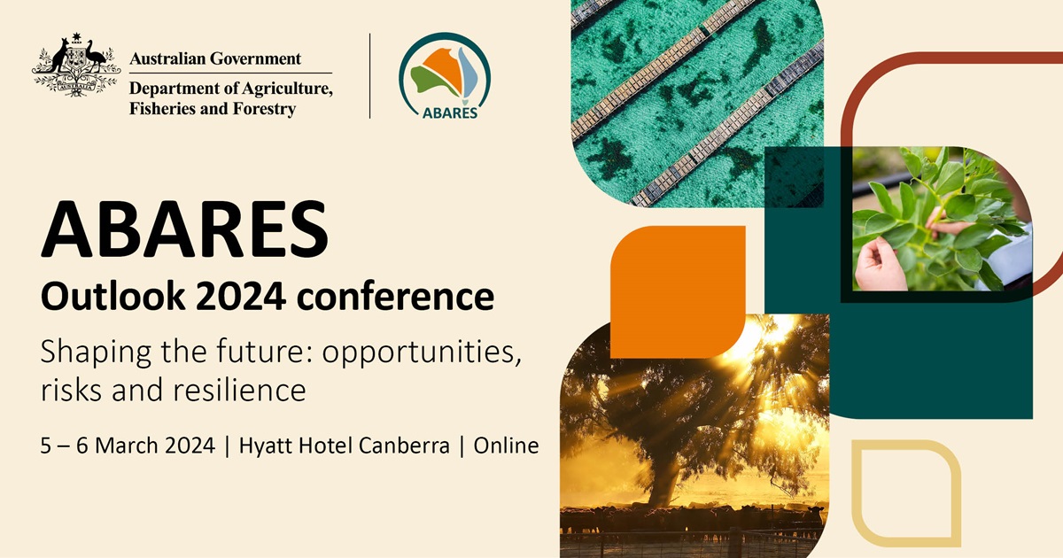 🎉 The event we’ve all been waiting for: ABARES Outlook 2024 commences tomorrow in Canberra and online – Two days of expert insights and analysis, with more than 60 speakers across 12 sessions.

👉 Follow <a href="/ABARES/">ABARES</a> or #ABARESOutlook for live updates from the conference.