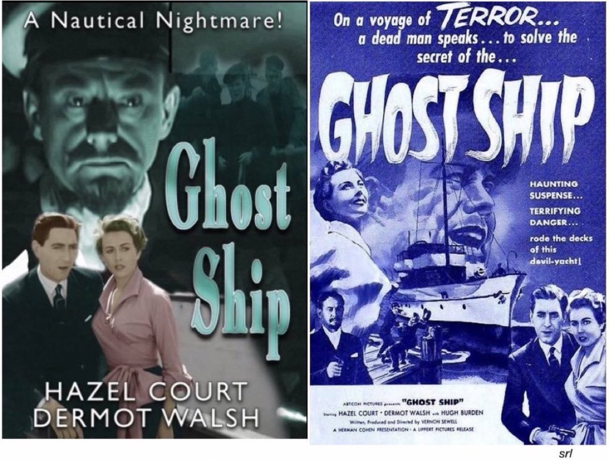 10:05pm TODAY on @TalkingPicsTV 

The 1952 #Horror film🎥 “Ghost Ship” directed by #VernonSewell from his screenplay (with add’l dialogue by Philip Thornton). 

Based on the play🎭 “L'Angoisse” by Celia de Vilyars & Pierre Mills

🌟#HazelCourt #DermotWalsh #HughBurden