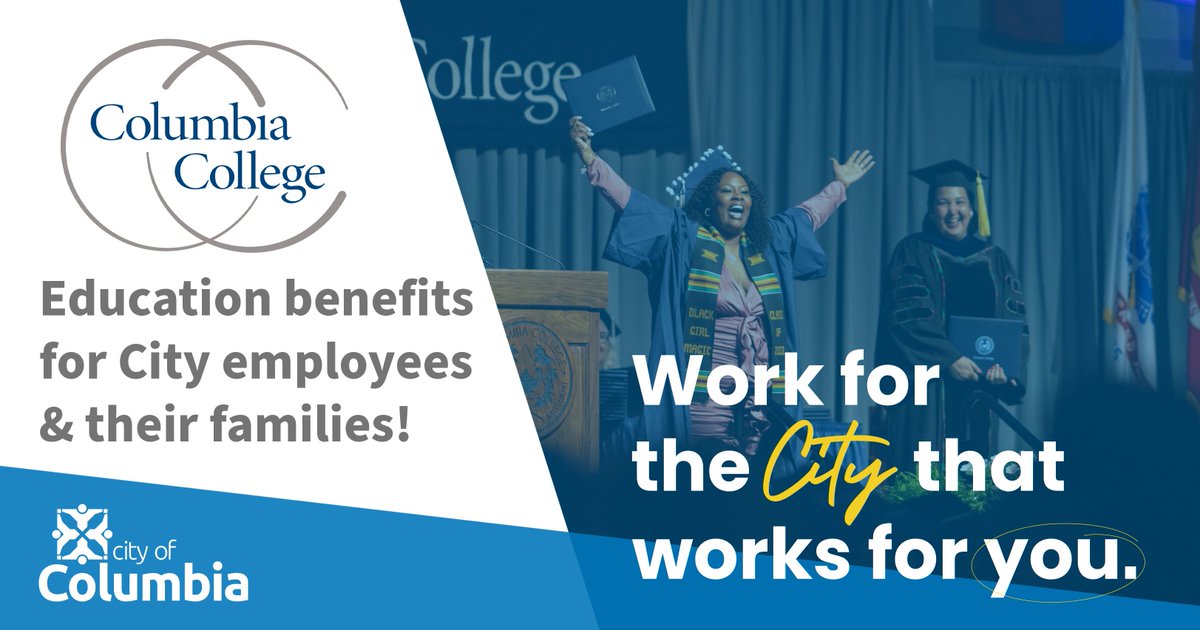 City of Columbia has teamed up with @ColumbiaColg to provide employees & their families with tuition discounts! Yet another great reason to Work for the City that works for you! ow.ly/ZNpm50QJXEl