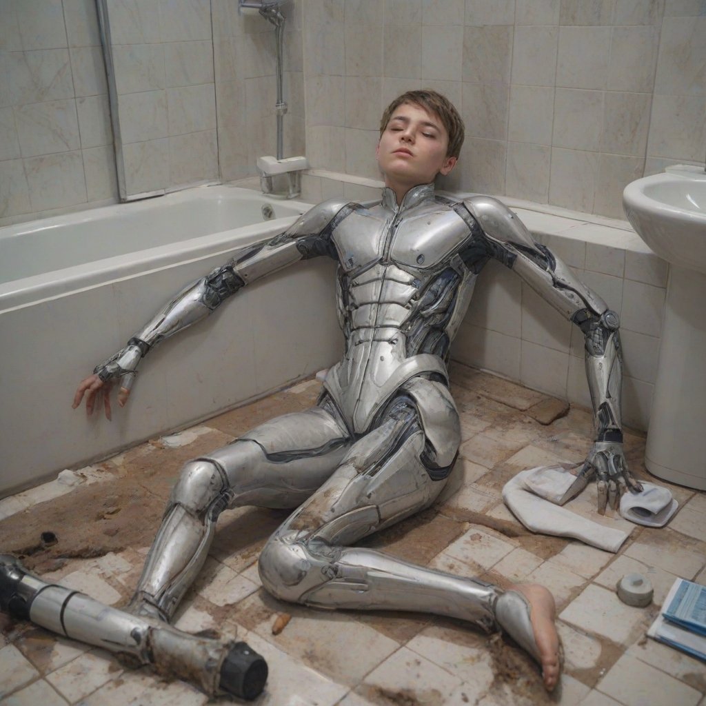 y0_n4s's tweet photo. "What's up, robotboy? Had a rough weekend?"
#thankgoditsmonday #roughweekend #robotboy #maleandroid #robot #cyberboy #cyberpunk #aiboy #AIart #boysoffuture #robotization #hangover #fantasyart #aigeneratedart https://t.co/XsudLe7WGy