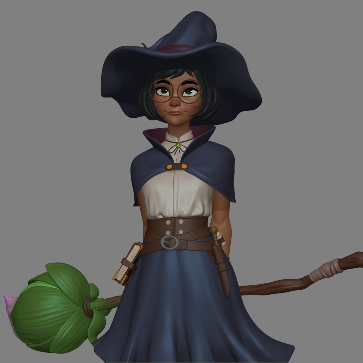 Hey! I wanted to share with you a few progress on this character. Basically, she was a knight but now she is an apprentice wood witch. Hope you like it. #3dcharacterdesign #zbrush #witch #3dcharacter