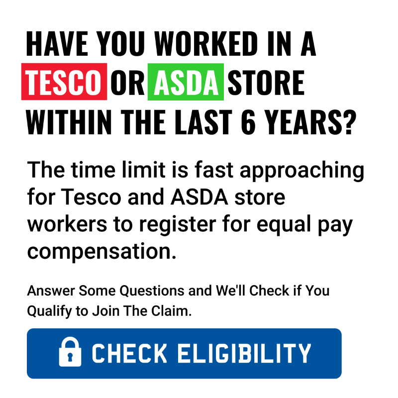 JointheClaim's tweet photo. In-store workers may have been underpaid by up to £3 per hour and could claim up to six years back pay by joining the Equal Pay Claim.