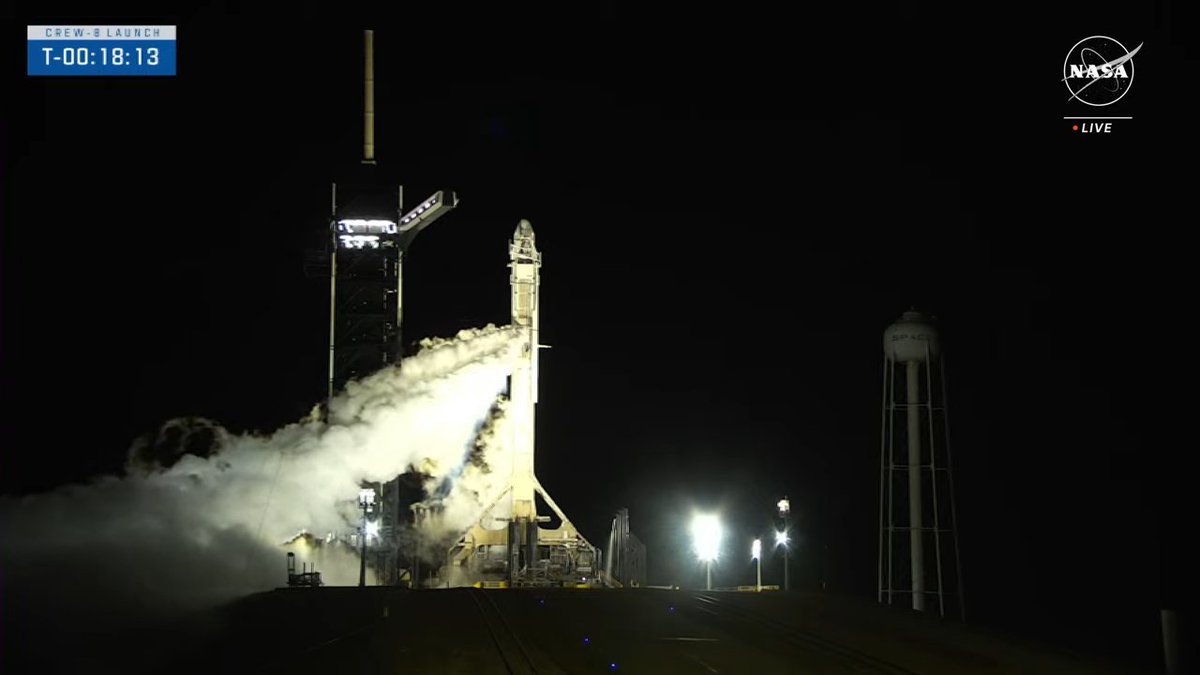 Hey彼女！

今からりあと一緒に有人飛行みない？？

#falcon9  Crew Dragon Crew-8 Mission #りあライブ ロケット打上視聴会🌟 2024.3.3 ... youtube.com/live/T2kMqcKsW… <a href="/YouTube/">YouTube</a>より