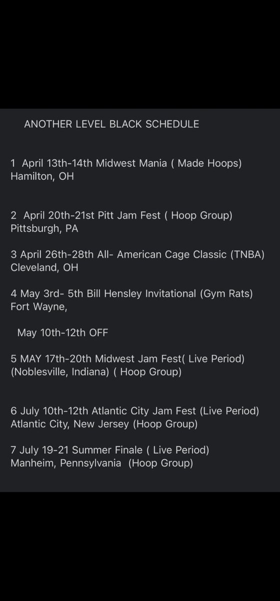 Sam Rogers (@samjamesrogers) on Twitter photo Coaches, here is my AAU schedule for the Spring/Summer with Another Level Black 17U. <a href="/TedWypasek/">Ted Wypasek</a> <a href="/JB_ANOTHERLEVEL/">Jonathan Burge (JB)</a> Coaches, here is my AAU schedule for the Spring/Summer with Another Level Black 17U. <a href="/TedWypasek/">Ted Wypasek</a> <a href="/JB_ANOTHERLEVEL/">Jonathan Burge (JB)</a>