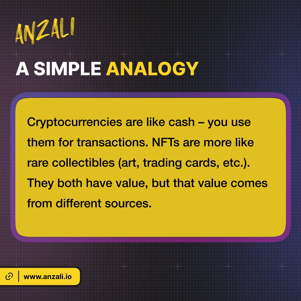 AnzaliWeb3's tweet image. NFTs vs. Crypto? Here&apos;s the breakdown #learnweb3 #NFTknowledge #NFTeducation
