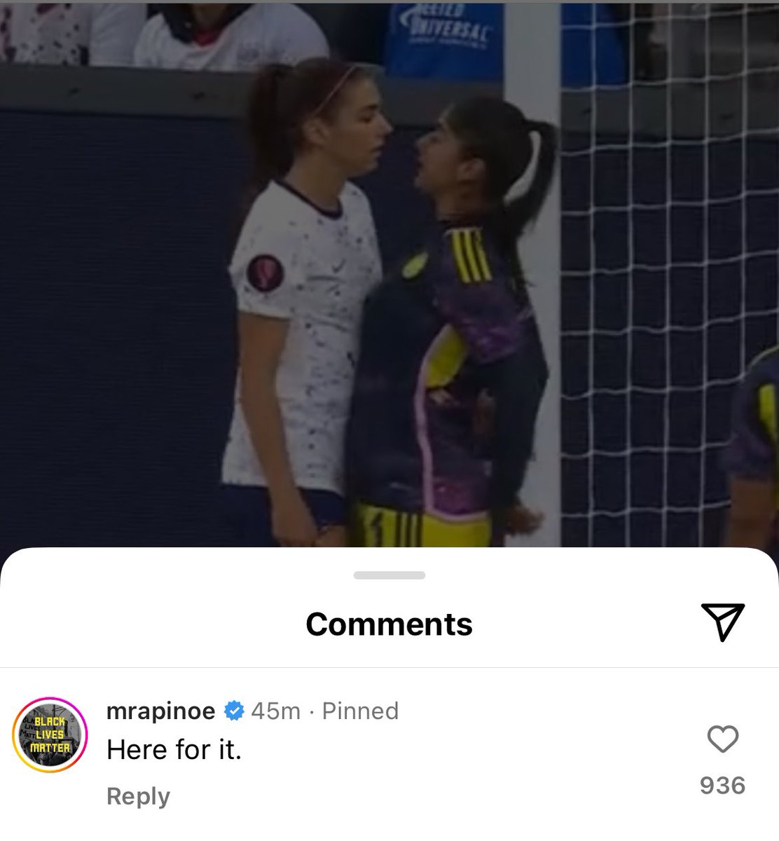 theheatherhogan's tweet photo. Of course the first comment at @justwsports on this USWNT kerfuffle is Megan Rapinoe egging them on. 😂 https://t.co/WKcut2VSVe