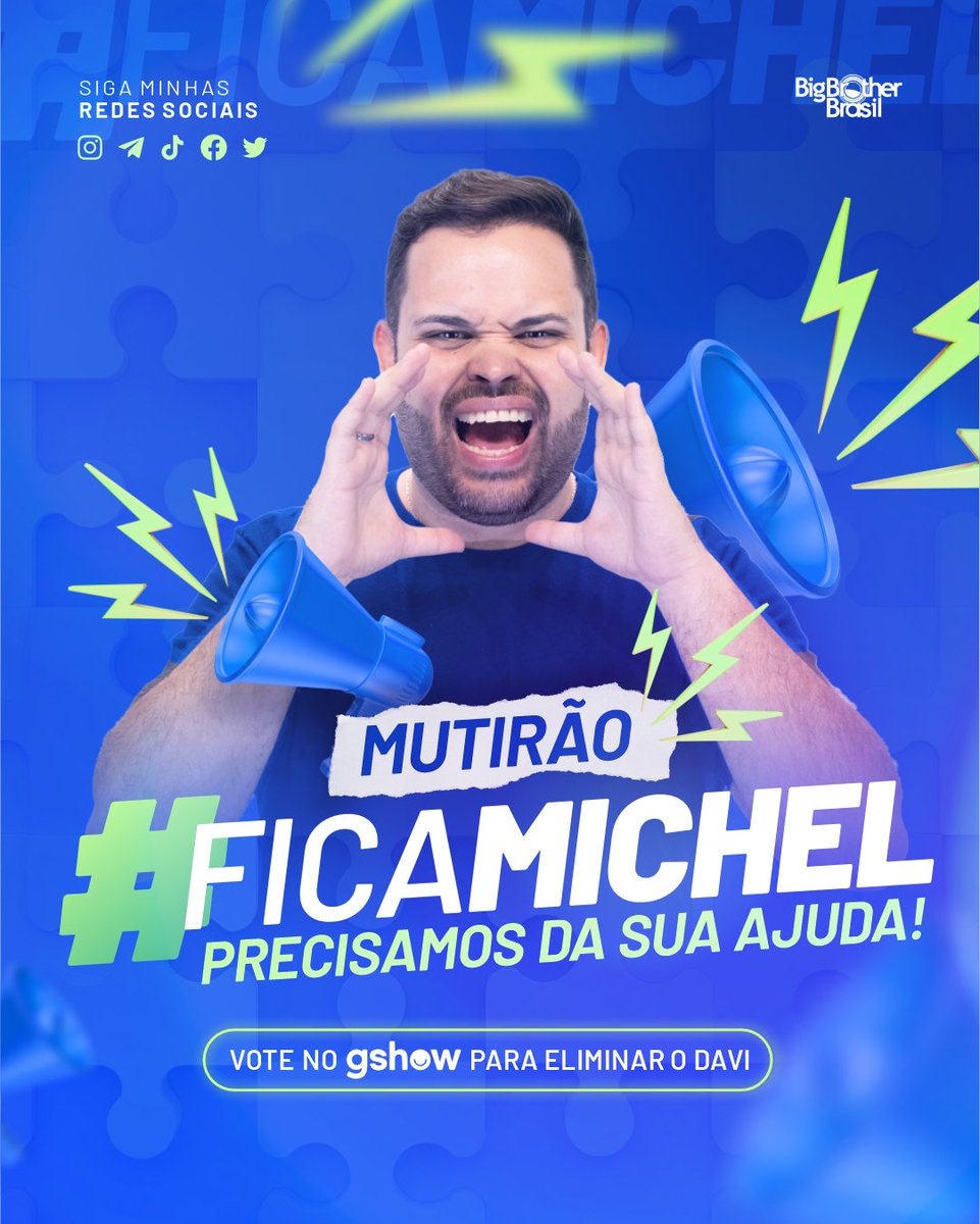 NOSSO PRIMEIRO PAREDÃO!🧩

Precisamos MUITO da ajuda de vocês para salvar o Michel! 
 
Somos #FORADAVI.

Não acreditem em fake news e NÃO DIVIDAM OS VOTOS.
 
FOCO NO GSHOW!

MUTIRÃO FICA MICHEL🧩

✅ A cada 50 VOTOS que você der, comente um EMOJI ou uma LETRA aqui
❌ O voto é