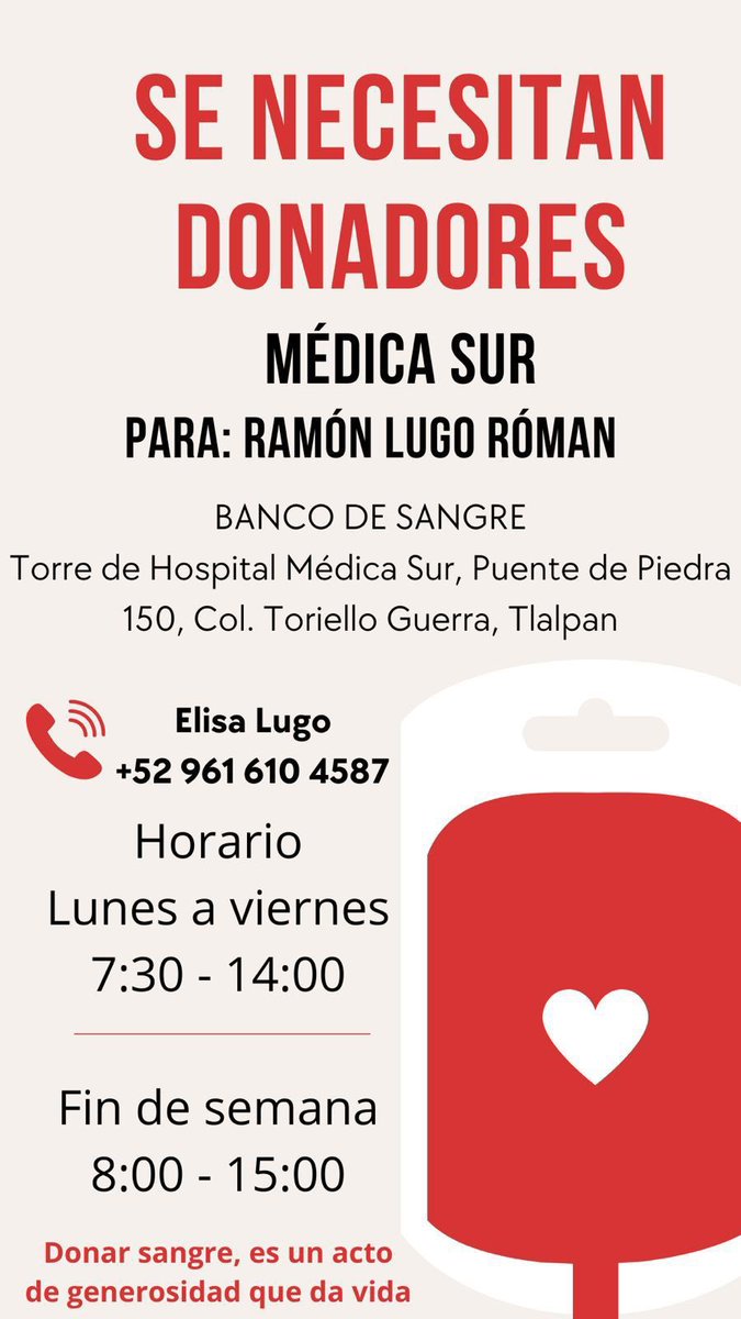 ¿Conoces a alguien de CDMX que pueda ser donador?

Ayúdanos compartiendo esta publicación.

Donar sangre es donar vida.