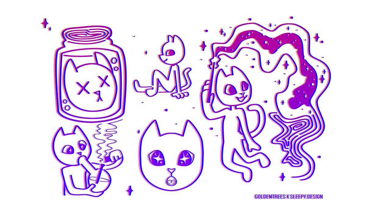 SleepyDesign's tweet image. Collab w/ @GoldenTreesArt  ✨✌️
Sticker sheet coming soon!
#trippy #illustration #space