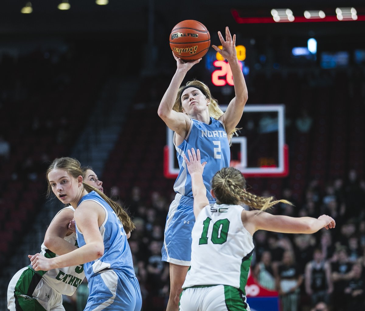 How about that Class B Title Game? One of the best games. Two big stars: @MollyLadwig5 & @Brittprince23 #nebpreps