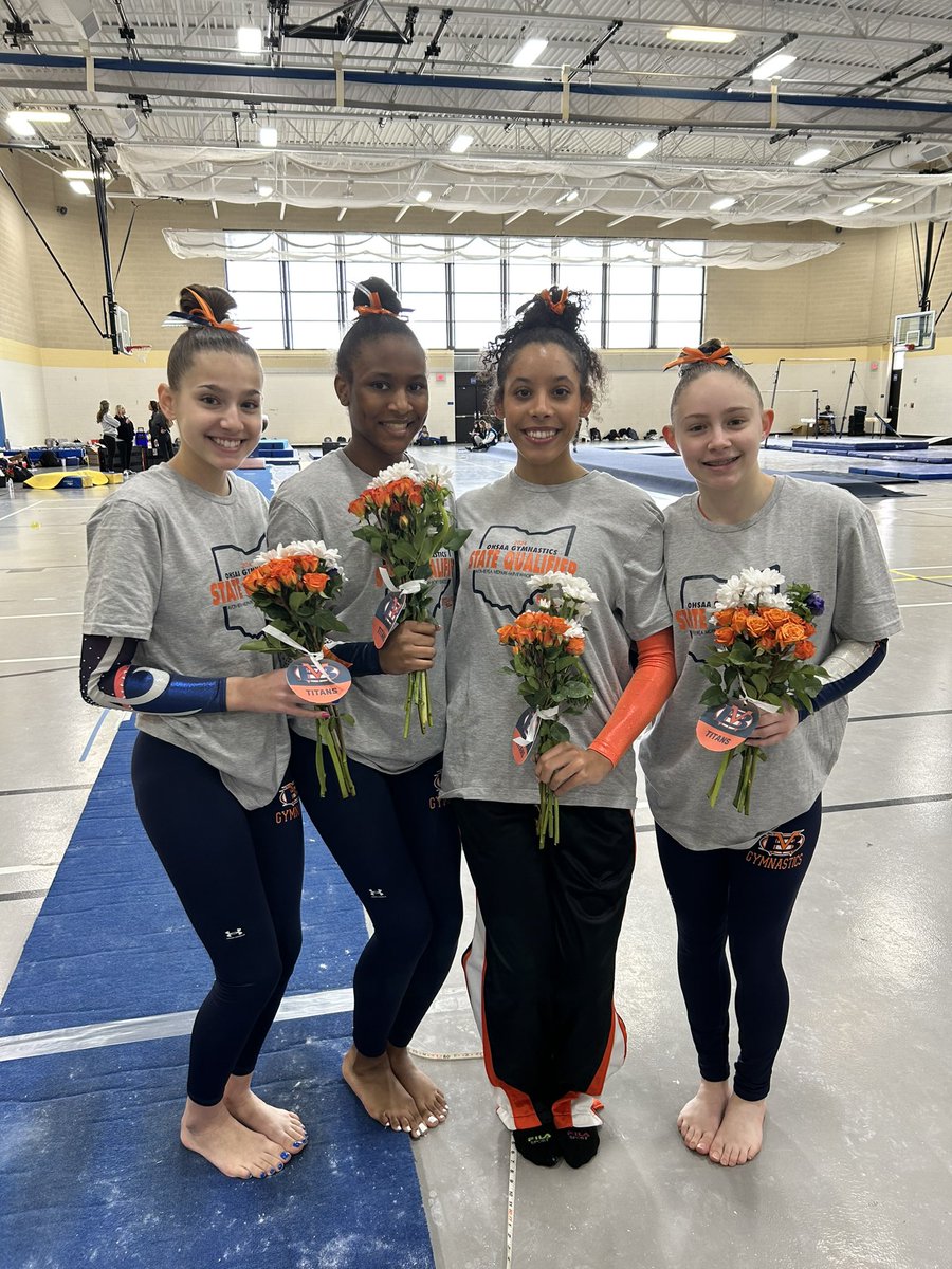State Gymnastics - All Around Scores:
Josie 36.275
Kenzie 35.725
Maiya 34.850

Congratulations to Kenzie Lewis who placed 8th in the Vault and earned All Ohio.

Great competition Titans!