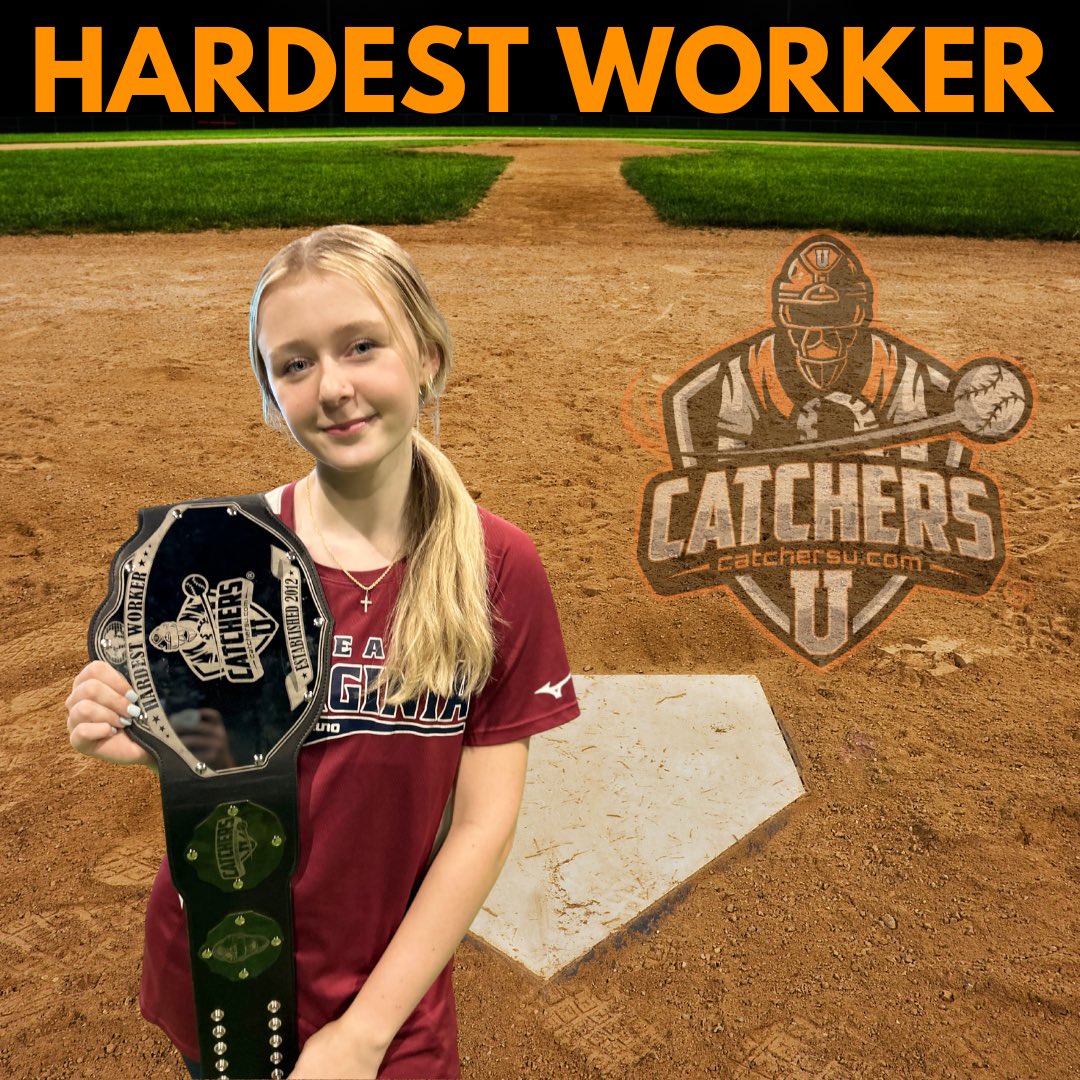 Today’s Hardest Worker in our Softball class is Carly #catchersu #hardestworker #hardworkpaysoff #catchertraining