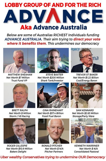 @PitcherPartner How good was the Saturday result for Labor. Maintained their vote. 
The $ millions spent by these Un Australian R.W treacherous ADVANCE deplorables counted for absolutely nothing. 
Remember their names and faces. Call them out whenever you see them.