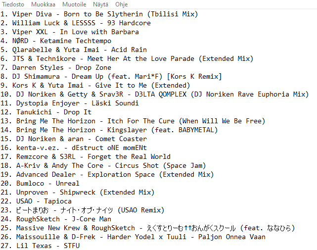 Setlist from today, I should have the set uploaded later today