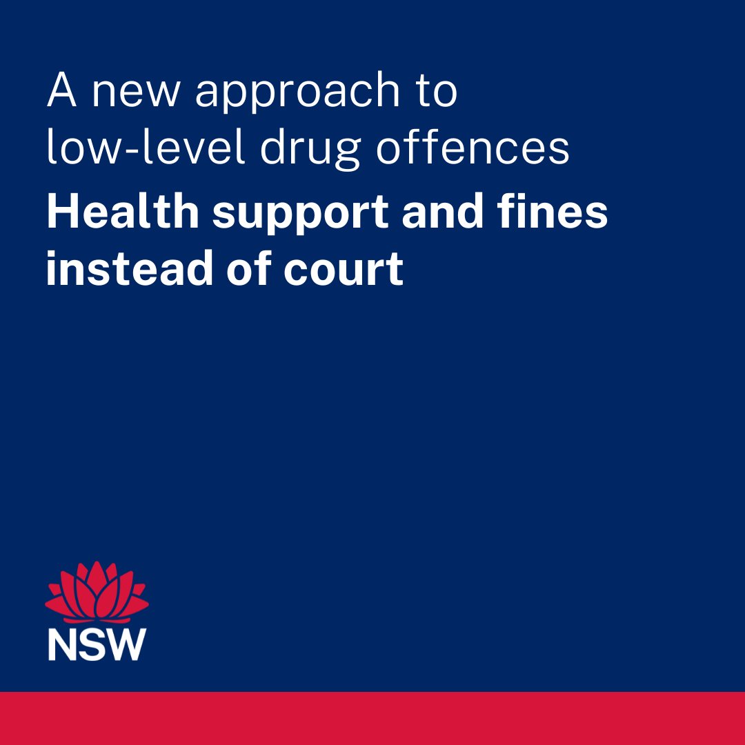 Health support and on the spot $400 fines are now available for low-level drug offences instead of going to court. To find out more, visit nsw.gov.au/EDDI